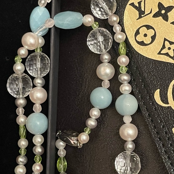 👛 Akoya Cultured Pearl & various stones 33” Necklace - Picture 7 of 16